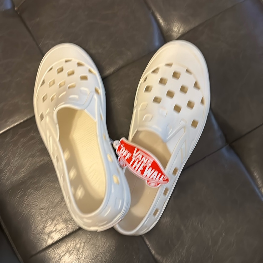 Vans white silicone shoes, size 7 women brand new with tags no box